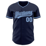 Custom Navy Light Blue Authentic Baseball Jersey