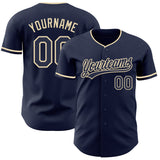 Custom Navy Cream Authentic Baseball Jersey