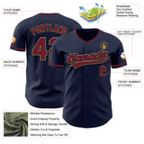 Custom Navy Crimson-Old Gold Authentic Baseball Jersey