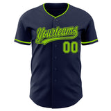 Custom Navy Neon Green Authentic Baseball Jersey