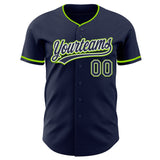 Custom Navy White-Neon Green Authentic Baseball Jersey