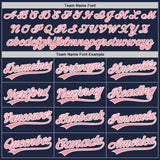 Custom Navy Medium Pink-White Authentic Baseball Jersey