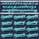 Custom Navy Aqua-White Authentic Baseball Jersey