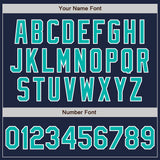 Custom Navy Aqua-White Authentic Baseball Jersey