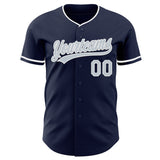 Custom Navy Silver-White Authentic Baseball Jersey