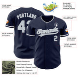 Custom Navy Silver-White Authentic Baseball Jersey