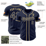 Custom Navy-Vegas Gold Authentic Baseball Jersey