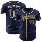 Custom Navy-Vegas Gold Authentic Baseball Jersey