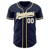 Custom Navy White-Vegas Gold Authentic Baseball Jersey