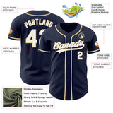Custom Navy White-Vegas Gold Authentic Baseball Jersey