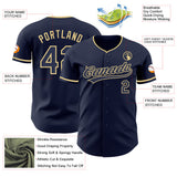 Custom Navy-Vegas Gold Authentic Baseball Jersey