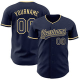 Custom Navy-Vegas Gold Authentic Baseball Jersey