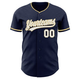 Custom Navy White-Vegas Gold Authentic Baseball Jersey