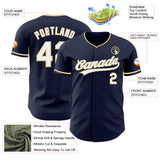 Custom Navy White-Vegas Gold Authentic Baseball Jersey