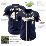 Custom Navy White-Vegas Gold Authentic Baseball Jersey