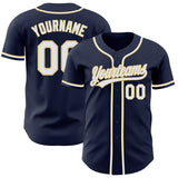 Custom Navy White-Vegas Gold Authentic Baseball Jersey