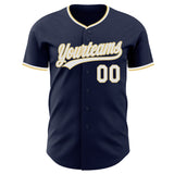 Custom Navy White-Vegas Gold Authentic Baseball Jersey