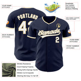 Custom Navy White-Vegas Gold Authentic Baseball Jersey
