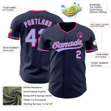Custom Navy Light Blue-Pink Authentic Baseball Jersey