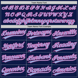 Custom Navy Light Blue-Pink Authentic Baseball Jersey