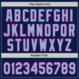 Custom Navy Light Blue-Pink Authentic Baseball Jersey