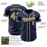 Custom Navy Camo-Cream Authentic Baseball Jersey
