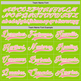 Custom Neon Green Medium Pink-White Hockey Lace Neck Jersey