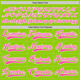 Custom Neon Green Pink-White Hockey Lace Neck Jersey