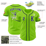 Custom Neon Green Navy-White Authentic Baseball Jersey