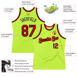 Custom Neon Green Red-Black Authentic Throwback Basketball Jersey