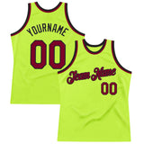 Custom Neon Green Maroon-Black Authentic Throwback Basketball Jersey