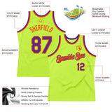 Custom Neon Green Purple-Orange Authentic Throwback Basketball Jersey