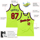Custom Neon Green Red-Navy Authentic Throwback Basketball Jersey