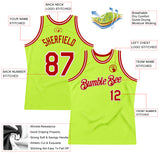 Custom Neon Green Red-White Authentic Throwback Basketball Jersey