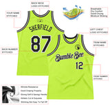 Custom Neon Green Black-White Authentic Throwback Basketball Jersey
