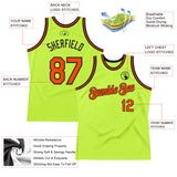 Custom Neon Green Orange-Black Authentic Throwback Basketball Jersey
