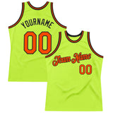 Custom Neon Green Orange-Black Authentic Throwback Basketball Jersey