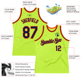 Custom Neon Green Navy-Orange Authentic Throwback Basketball Jersey