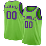 Custom Neon Green Purple Authentic Basketball Jersey