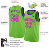 Custom Neon Green Pink-Purple Authentic Basketball Jersey
