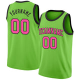 Custom Neon Green Pink-Black Authentic Basketball Jersey