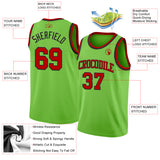 Custom Neon Green Red-Black Authentic Basketball Jersey