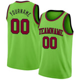 Custom Neon Green Maroon-Black Authentic Basketball Jersey