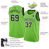 Custom Neon Green Black-White Authentic Basketball Jersey