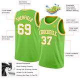 Custom Neon Green White-Gold Authentic Basketball Jersey