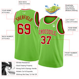 Custom Neon Green Red-White Authentic Basketball Jersey
