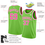 Custom Neon Green Pink-White Authentic Basketball Jersey