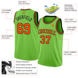 Custom Neon Green Orange-Black Authentic Basketball Jersey