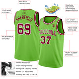 Custom Neon Green Maroon-White Authentic Basketball Jersey