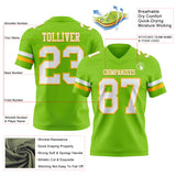 Custom Neon Green White-Gold Authentic Football Jersey